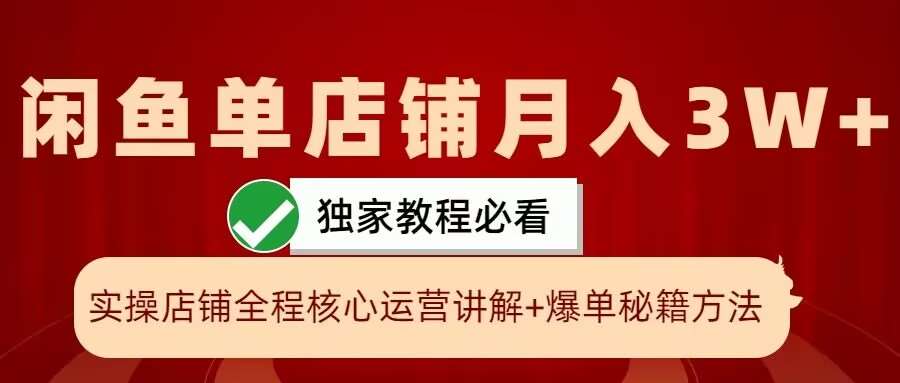 闲鱼单店铺月入3W+实操展示，爆单核心秘籍，一学就会【揭秘】-云商网创