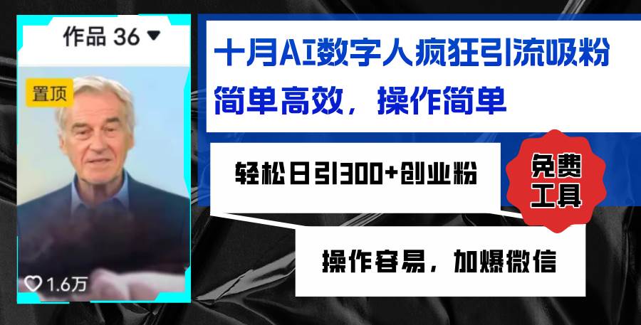 （12963期）AI数字人疯狂引流吸粉，简单高效，日引300+创业粉 ，操作容易，加爆微信-云商网创