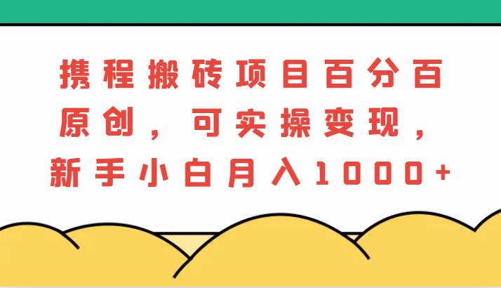 携程搬砖项目，百分百原创，可实操变现，新手小白月入1000+-云商网创