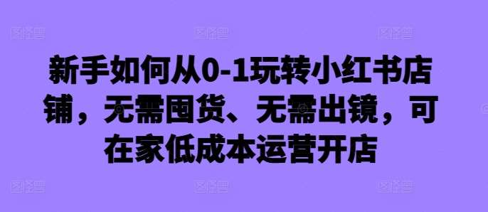 新手如何从0-1玩转小红书店铺，无需囤货、无需出镜，可在家低成本运营开店-云商网创