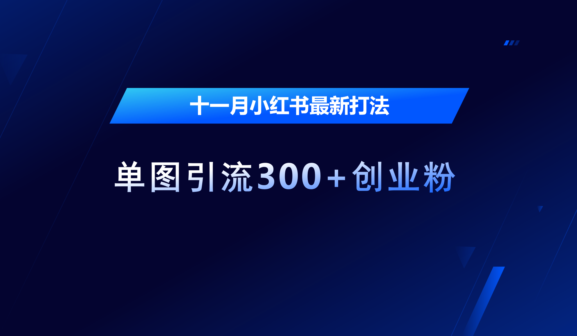 十一月，小红书最新打法，单图引流300+创业粉-云商网创