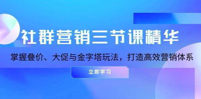 社群营销三节课精华：掌握叠价、大促与金字塔玩法，打造高效营销体系-云商网创