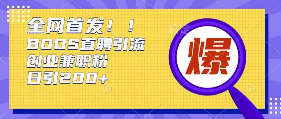 通过Boss直聘，每天轻松钓到200+多条创业大鱼的秘籍【揭秘】-云商网创