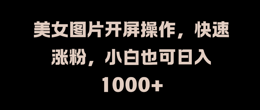 美女图片开屏操作，快速涨粉，小白也可日入1000+-云商网创