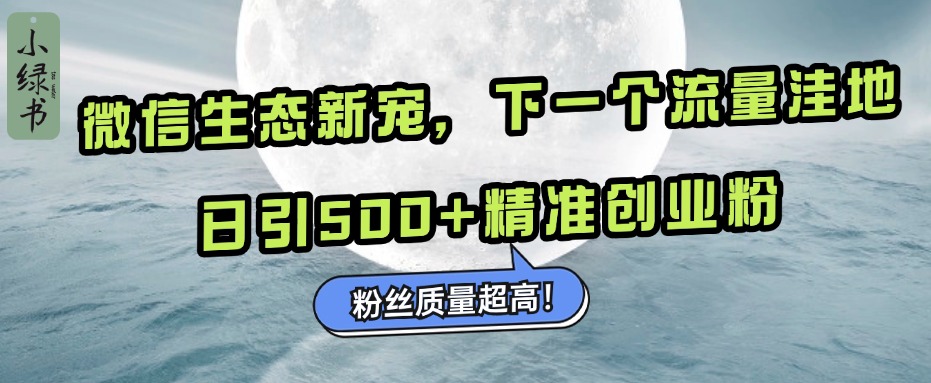 微信生态新宠小绿书：下一个流量洼地，粉丝质量超高，日引500+精准创业粉，-云商网创