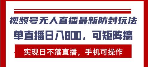 （13377期）视频号无人直播最新防封玩法，实现日不落直播，手机可操作，单直播日入…-云商网创