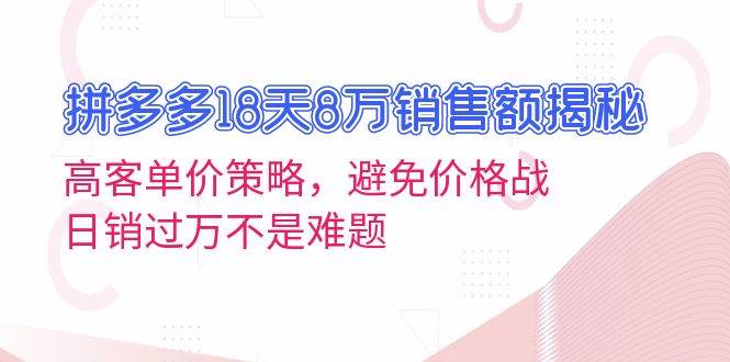 （13383期）拼多多18天8万销售额揭秘：高客单价策略，避免价格战，日销过万不是难题-云商网创