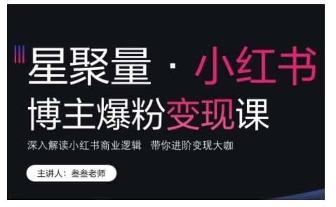 小红书博主爆粉变现课，深入解读小红书商业逻辑，带你进阶变现大咖-云商网创
