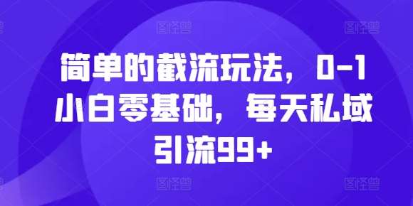 简单的截流玩法，0-1小白零基础，每天私域引流99+【揭秘】-云商网创
