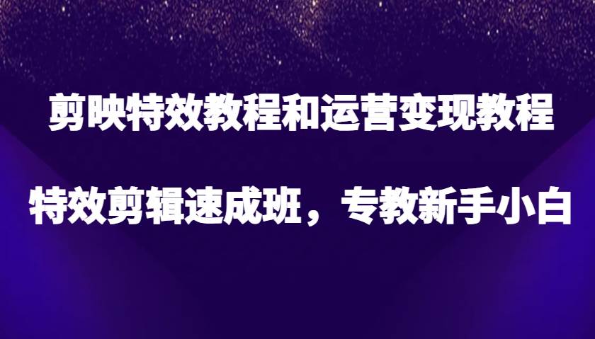 剪映特效教程和运营变现教程，特效剪辑速成班，专教新手小白-云商网创