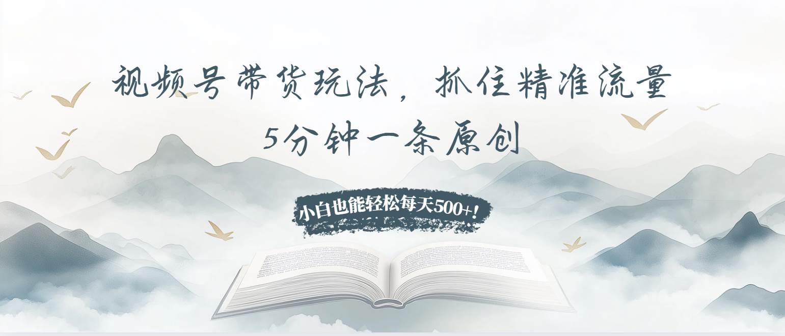 （13492期）视频号带货玩法，抓住精准流量，5分钟一条原创，小白也能轻松每天500+！-云商网创