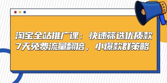 （13184期）淘宝全站推广课：快速筛选优质款，7天免费流量翻倍，小爆款群策略-云商网创