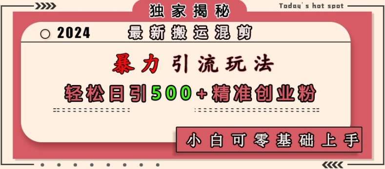 最新搬运混剪暴力引流玩法，轻松日引500+精准创业粉，小白可零基础上手-云商网创