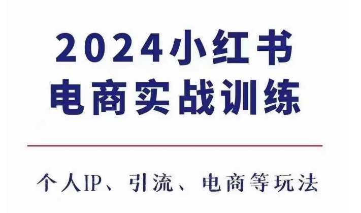 2024小红书电商3.0实战训练，包含个人IP、引流、电商等玩法-云商网创