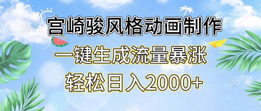 （13386期）宫崎骏风格动画制作，一键生成流量暴涨，轻松日入2000+-云商网创