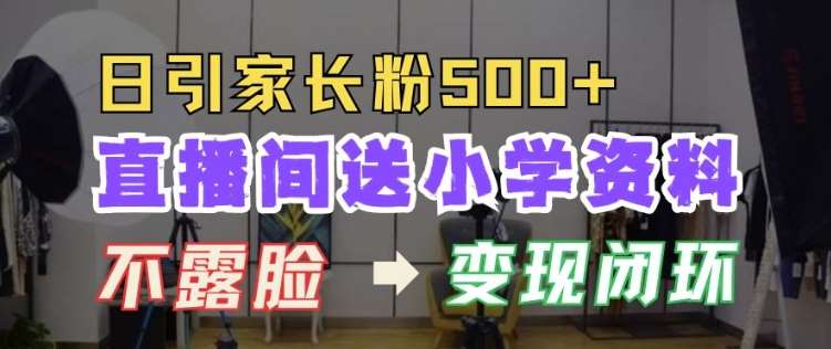直播间送小学资料，每天引流家长粉500+，变现闭环模式【揭秘】-云商网创