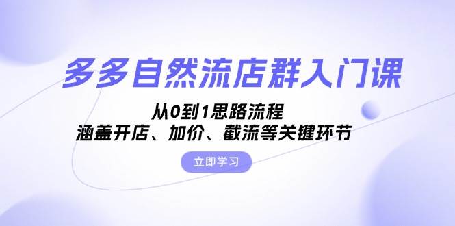 （13279期）多多自然流店群入门课，从0到1思路流程，涵盖开店、加价、截流等关键环节-云商网创