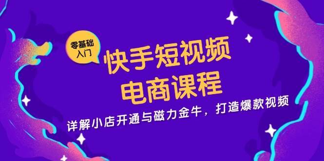 快手短视频电商课程，详解小店开通与磁力金牛，打造爆款视频-云商网创