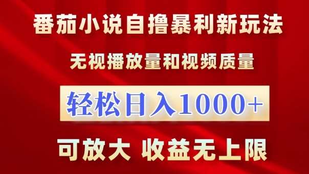 番茄小说自撸暴利新玩法，无视播放量，轻松日入1k，可放大，收益无上限【揭秘】-云商网创