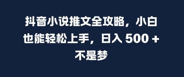 抖音小说推文全攻略，小白也能轻松上手，日入 5张+ 不是梦【揭秘】-云商网创