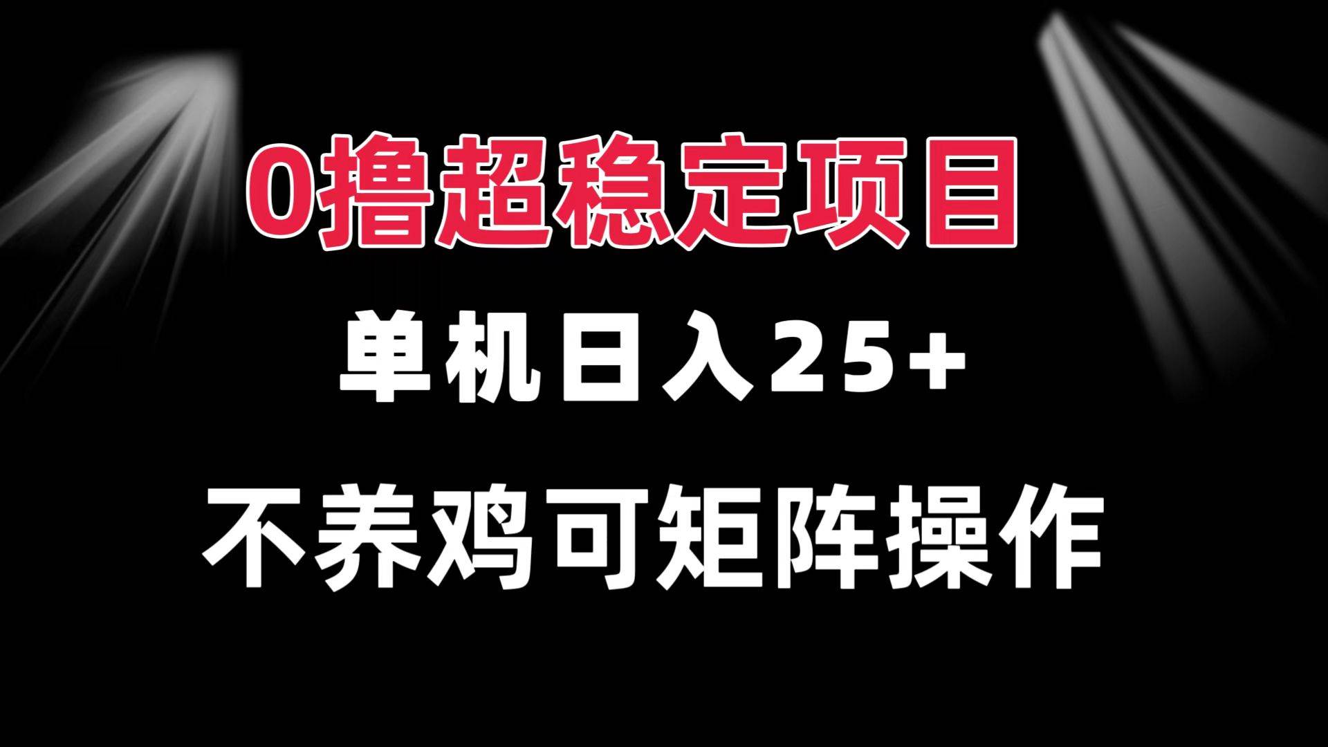 （13355期）0撸项目 单机日入25+ 可批量操作 无需养鸡 长期稳定 做了就有-云商网创