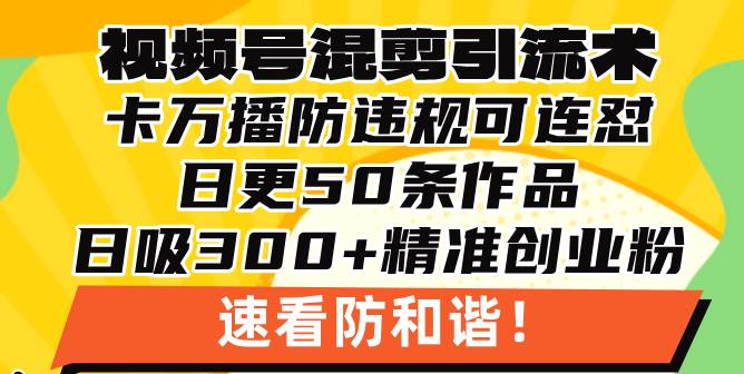 （13400期）视频号混剪引流技术，500万播放引流17000创业粉，操作简单当天学会-云商网创