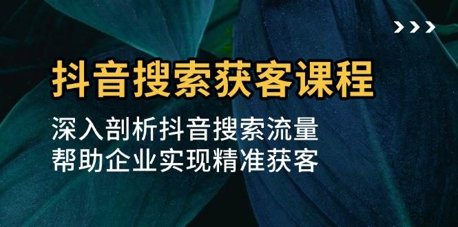 （13465期）抖音搜索获客课程：深入剖析抖音搜索流量，帮助企业实现精准获客-云商网创
