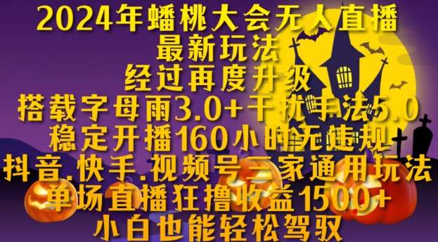 2024年蟠桃大会无人直播最新玩法，稳定开播160小时无违规，抖音、快手、视频号三家通用玩法【揭秘】-云商网创