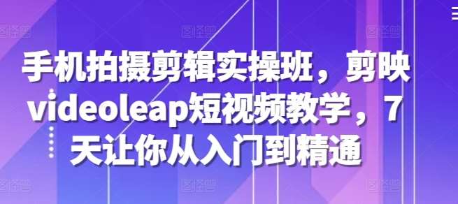 手机拍摄剪辑实操班，剪映videoleap短视频教学，7天让你从入门到精通-云商网创