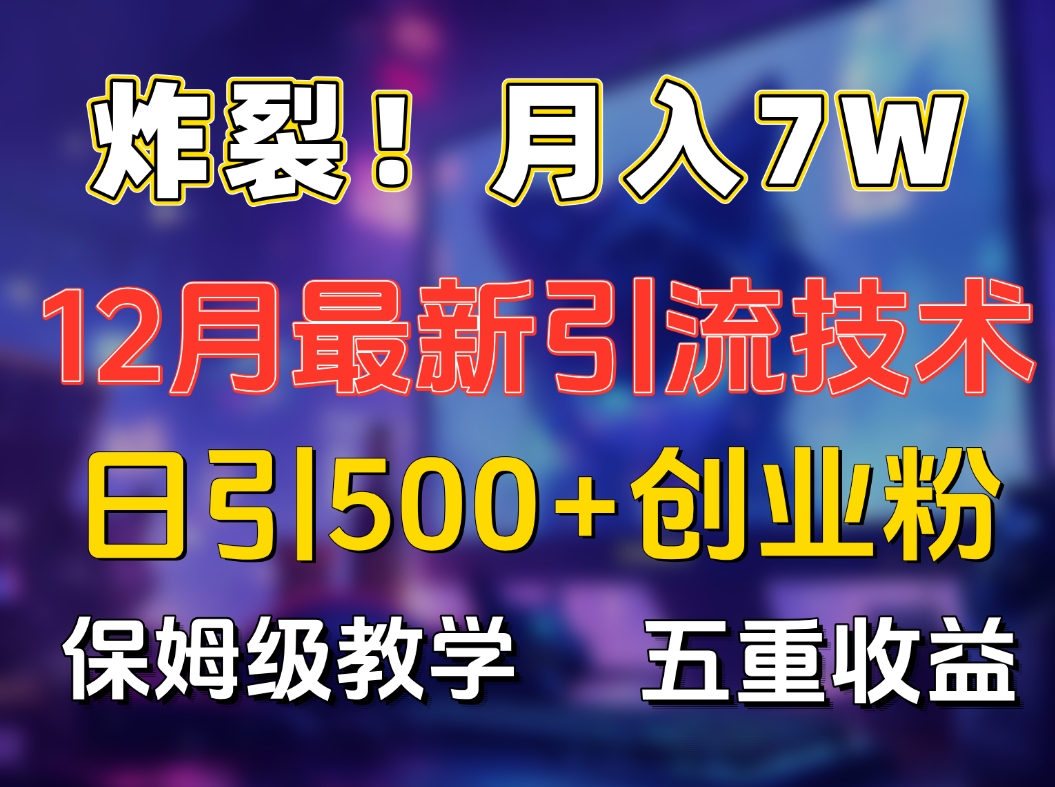 炸裂！月入7W+揭秘12月最新日引流500+精准创业粉，多重收益保姆级教学-云商网创