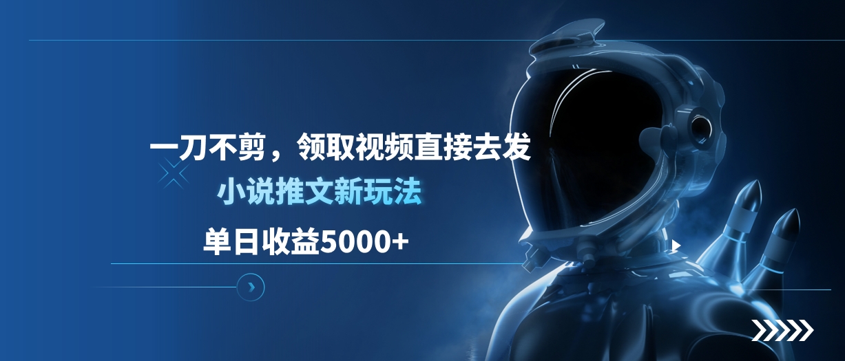 单日收益5000+，小说推文新玩法，一刀不剪，领取视频直接去发-云商网创