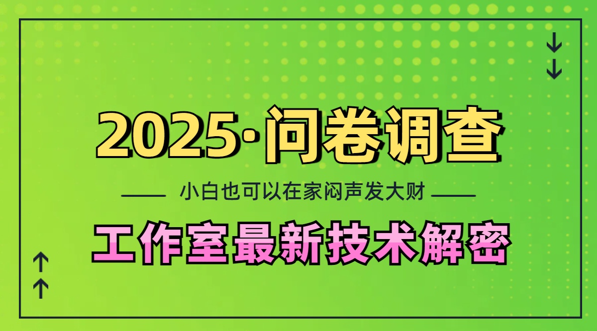 2025《问卷调查》最新工作室技术解密：一个人在家也可以闷声发大财，小白一天200+，可矩阵放大-云商网创