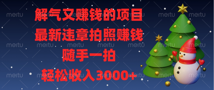 最新违章拍照赚钱，随手一拍，解气又赚钱的项目，轻松收入3000+-云商网创