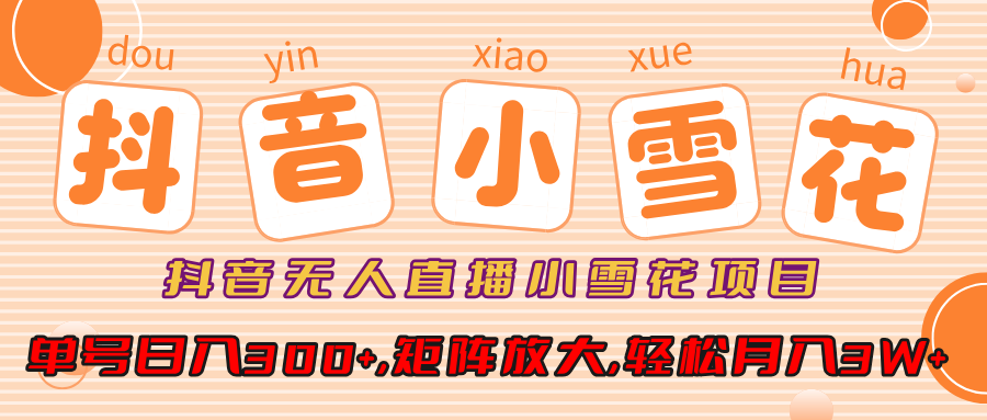 抖音无人直播，小雪花项目，单号日入300+,矩阵放大,轻松月入3W+-云商网创