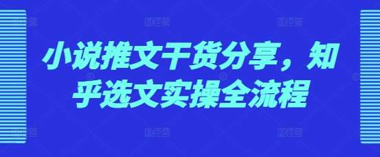 小说推文干货分享，知乎选文实操全流程-云商网创