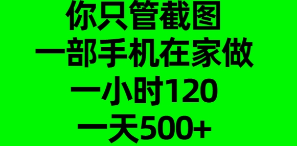 你只管截图，一部手机在家做，一小时120，一天500+-云商网创