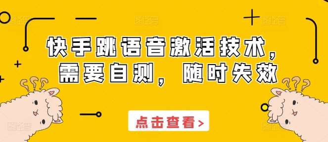 快手跳语音激活技术，需要自测，随时失效-云商网创