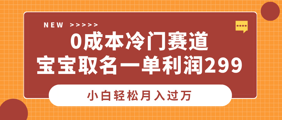 0成本冷门赛道，宝宝取名一单利润299，小白轻松月入过万-云商网创