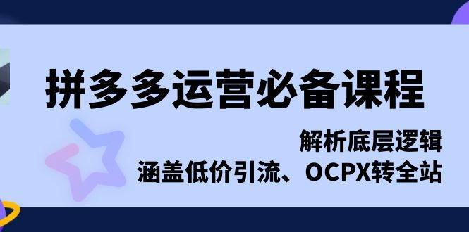 （13700期）拼多多运营必备课程，解析底层逻辑，涵盖低价引流、OCPX转全站-云商网创