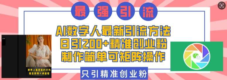 AI数字人最新引流方法，日引200+精准创业粉，制作简单可矩阵操作-云商网创