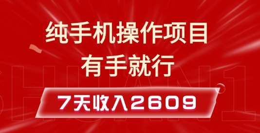 纯手机操作的小项目，有手就能做，7天收入2609+实操教程【揭秘】-云商网创