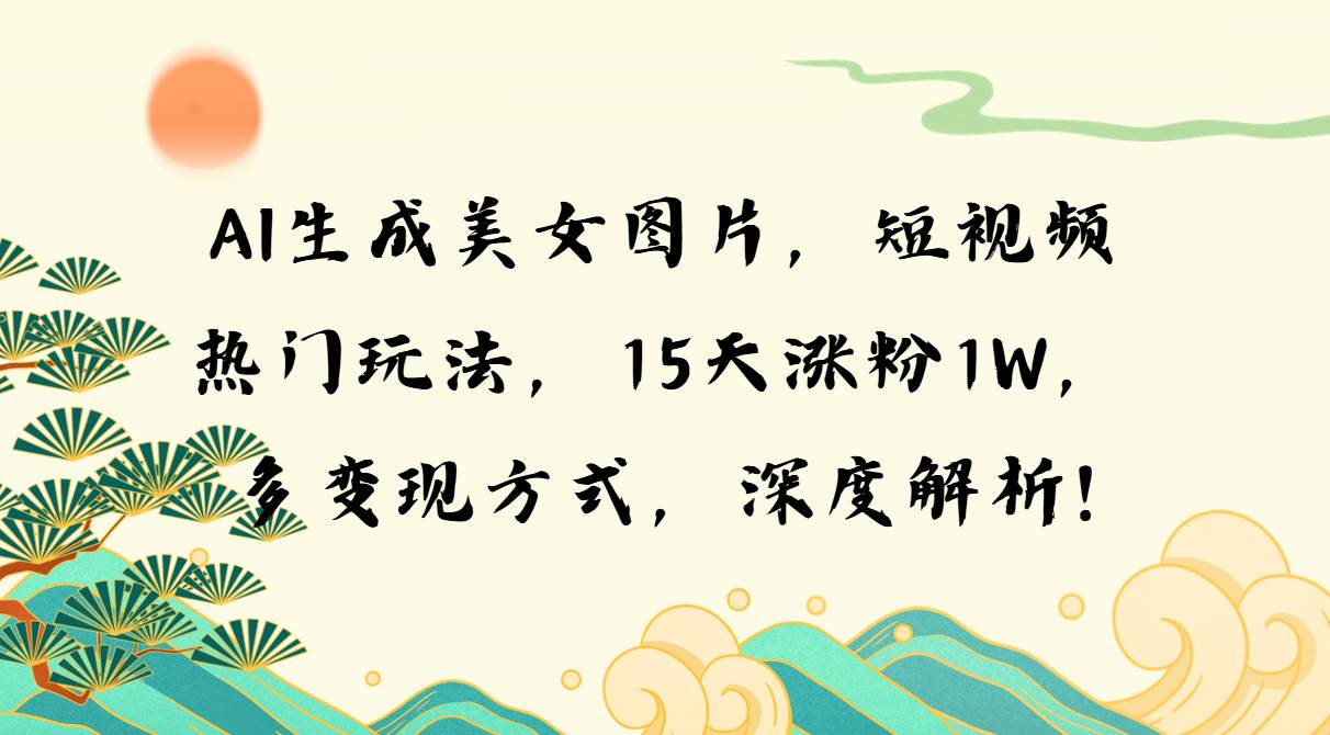 （13581期）AI生成美女图片，短视频热门玩法，15天涨粉1W，多变现方式，深度解析!-云商网创