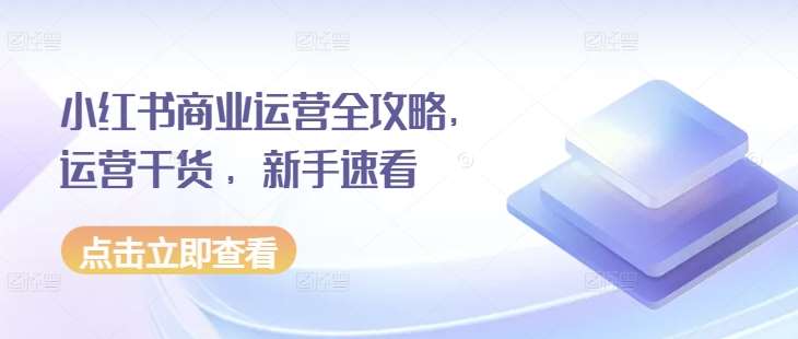 小红书商业运营全攻略，运营干货 ，新手速看-云商网创