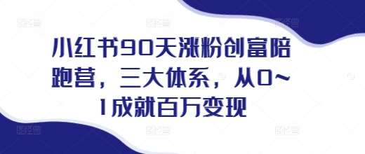 小红书90天涨粉创富陪跑营，​三大体系，从0~1成就百万变现，做小红书的最后一站-云商网创