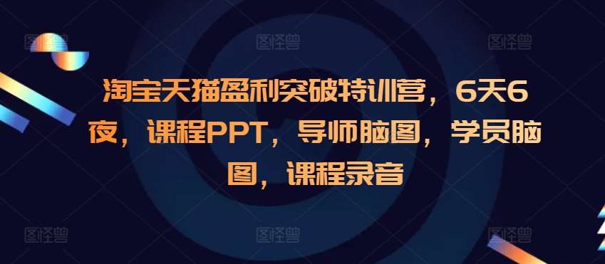 淘宝天猫盈利突破特训营，6天6夜，课程PPT，导师脑图，学员脑图，课程录音-云商网创