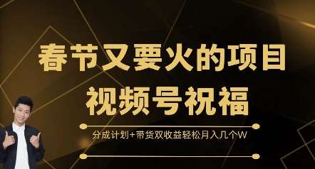 春节又要火的项目视频号祝福，分成计划+带货双收益，轻松月入几个W【揭秘】-云商网创