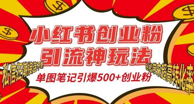 小红书创业粉引流神玩法，单图笔记引爆500+精准创业粉丝，私信狂潮接连不断-云商网创