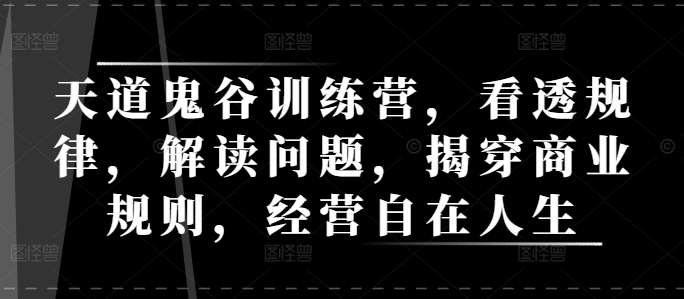 天道鬼谷训练营，看透规律，解读问题，揭穿商业规则，经营自在人生-云商网创