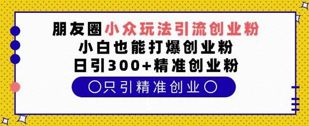 朋友圈小众玩法引流创业粉，小白也能打爆创业粉，日引300+精准创业粉【揭秘】-云商网创