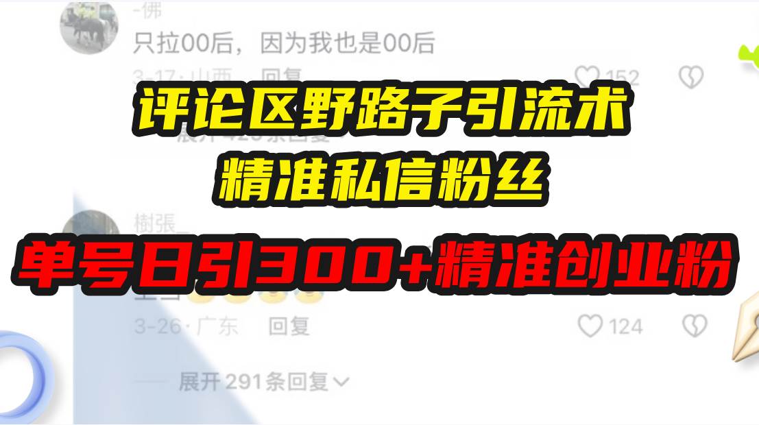 （13676期）评论区野路子引流术，精准私信粉丝，单号日引流300+精准创业粉-云商网创